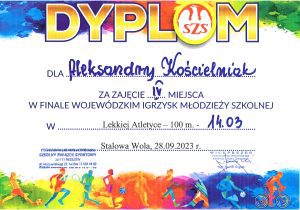 Dyplom - FINAŁ WOJEWÓDZKI Igrzysk Młodzieży Szkolnej