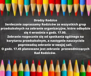 Zebranie organizacyjne dla rodziców